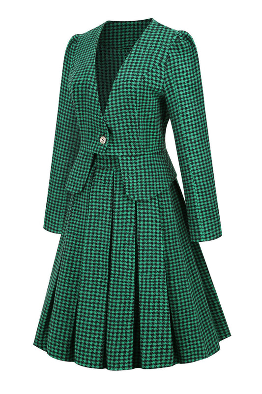 Kevia | Klassieke Geruite Blazer Jurk