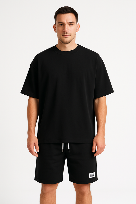Heren Trainingspak – Relaxte Pasvorm – Ademend – T-Shirt met Korte Mouwen & Korte Broek