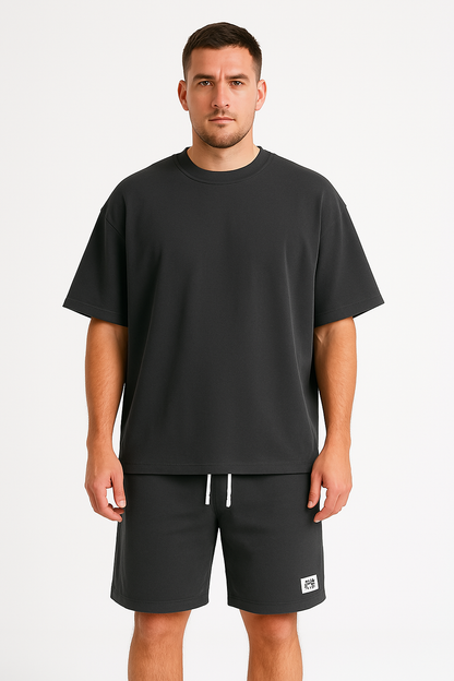 Heren Trainingspak – Relaxte Pasvorm – Ademend – T-Shirt met Korte Mouwen & Korte Broek