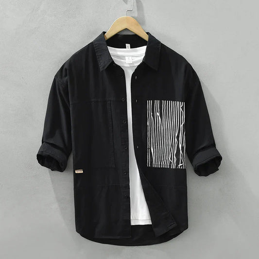 Ryland | Gestreepte Patchwork Overhemd