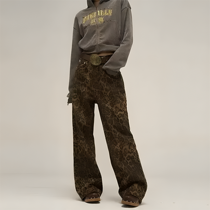 Laurien | Luipaard Wijde Broek Stijl