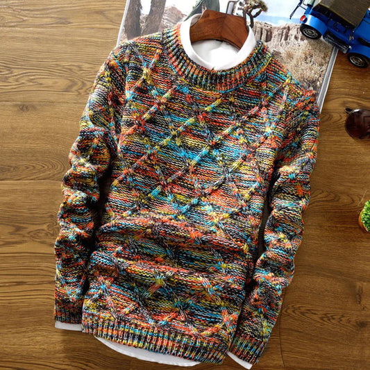 Heren trui – Regular fit – Chunky knit – Ruitpatroon – Zachte katoenmix