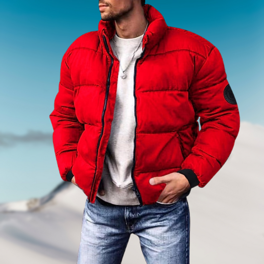 Heren Donsjas – Gewatteerd Design – Hoge Kraag – Geribde Manchetten – Casual Fit