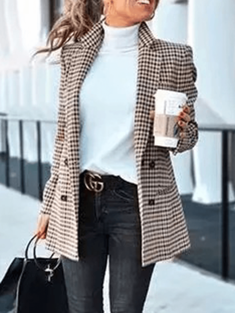 Lillie | Trendy Oversized Geruite Blazer