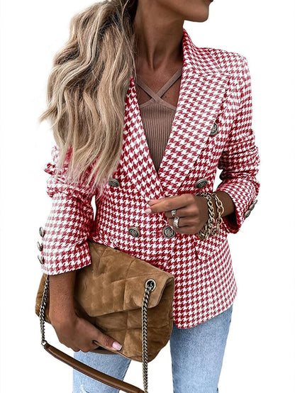 Gina | Houndstooth Dubbele Rij Blazer