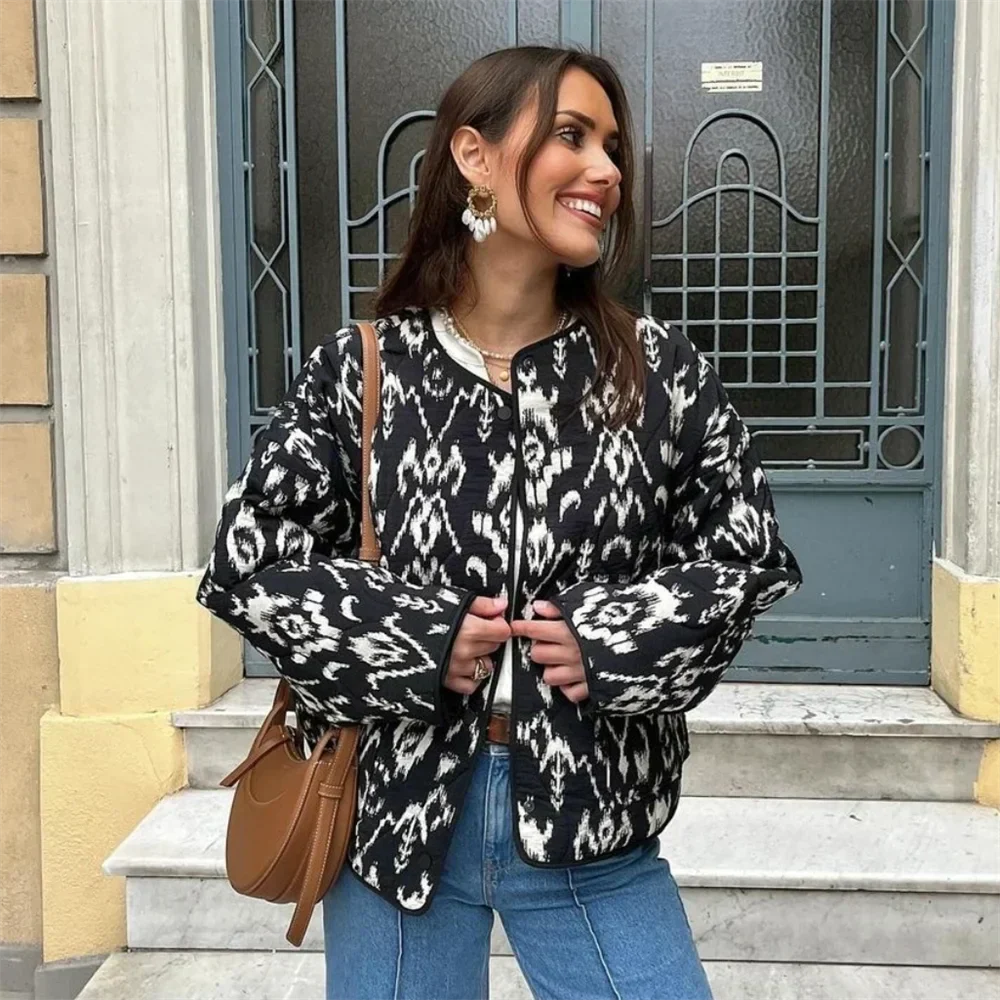 Farrell | Warme Geprint Oversized Jas