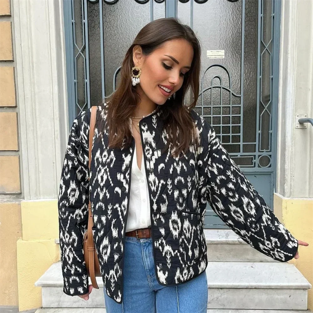 Farrell | Warme Geprint Oversized Jas