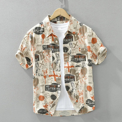 Manorin | Casual Print Overhemd Heren