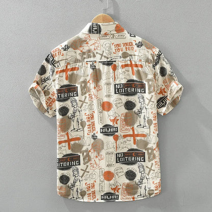 Manorin | Casual Print Overhemd Heren