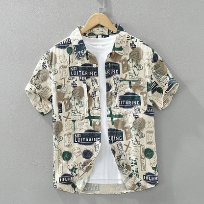Manorin | Casual Print Overhemd Heren