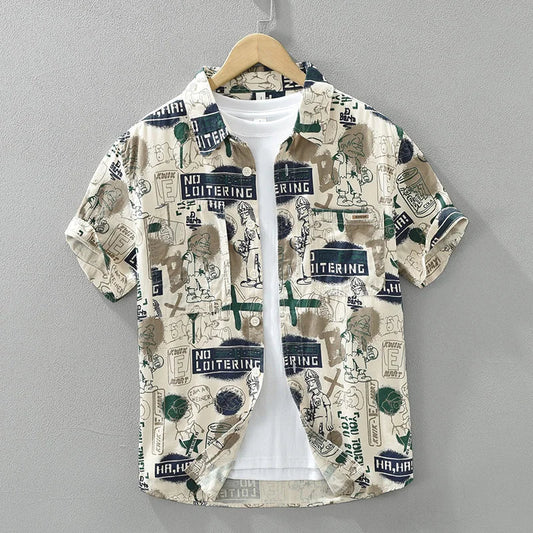 Manorin | Casual Print Overhemd Heren
