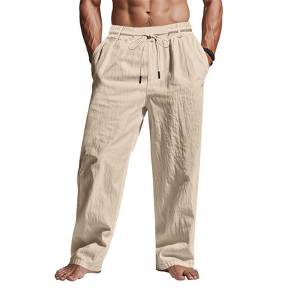 Heren Linnen Broek – Relaxed Fit – Volledige Lengte – Ademend met Trekkoord