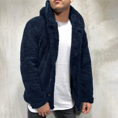 Heren Hooded Jack – Fleece – Relaxte Pasvorm – Knoopsluiting – Casual Laagje