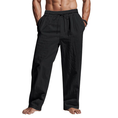 Heren Linnen Broek – Relaxed Fit – Volledige Lengte – Ademend met Trekkoord