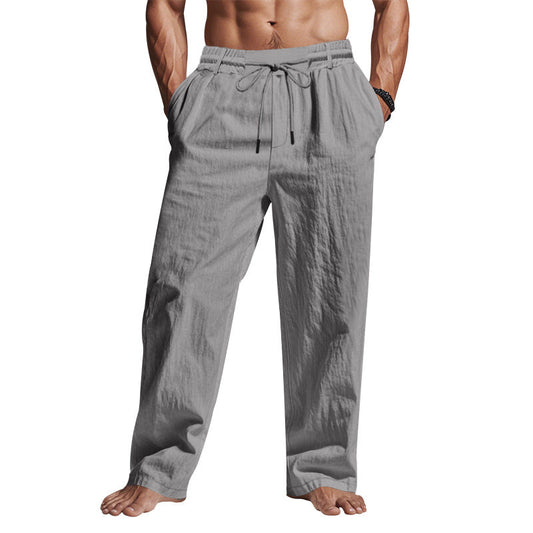 Heren Linnen Broek – Relaxed Fit – Volledige Lengte – Ademend met Trekkoord