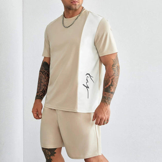 Heren 2-delig Set – Relaxte Pasvorm – Korte Mouw Top & Kniebroek – Ademend Ontwerp
