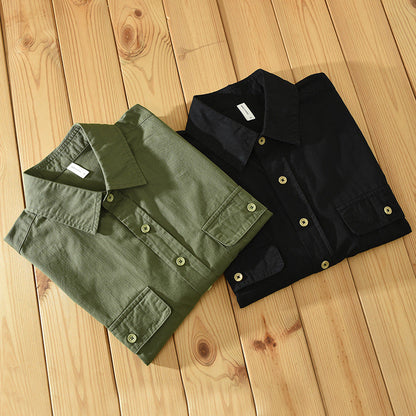 Heren Overhemd – Katoen – Relaxed Fit – Korte Mouw – Werkkledingstijl