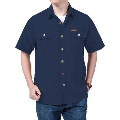 Heren Overhemd Korte Mouw – Relaxed Fit – Katoenmix – Button-Up met Borstzakken