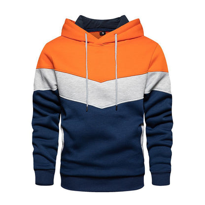 Heren Hoodie – Losse Pasvorm – Katoenmix – Colorblock – Zijzakken – Casual