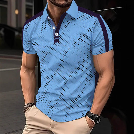 Heren Polo Shirt – Slim Fit – Ademend Materiaal – Grafisch Design – Sportieve Strepen