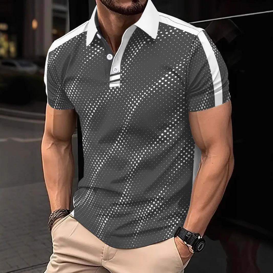 Heren Polo Shirt – Slim Fit – Ademend Materiaal – Grafisch Design – Sportieve Strepen