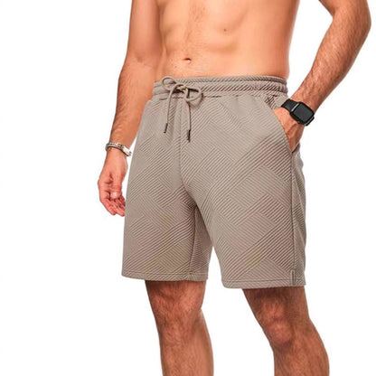 Heren Shorts – Losse Pasvorm – Ademend Textuurpatroon – Verstelbare Taille – Knie Lengte