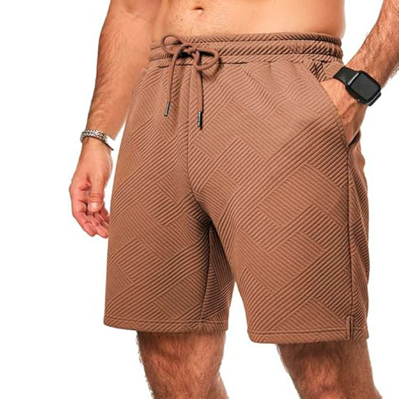 Heren Shorts – Losse Pasvorm – Ademend Textuurpatroon – Verstelbare Taille – Knie Lengte