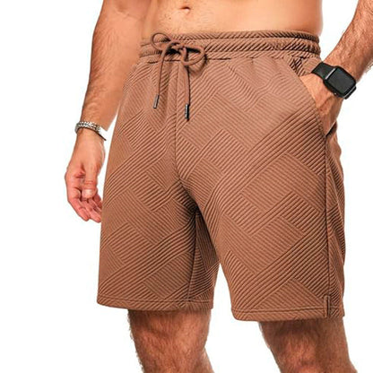 Heren Shorts – Losse Pasvorm – Ademend Textuurpatroon – Verstelbare Taille – Knie Lengte