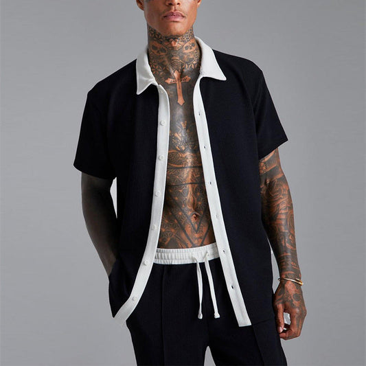 Heren Overhemd Korte Mouw – Relaxed Fit – Open Front – Lichtgewicht Casual