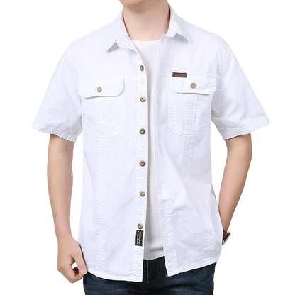 Heren Overhemd Korte Mouw – Relaxed Fit – Katoenmix – Button-Up met Borstzakken