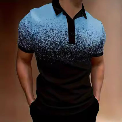Heren Polo Shirt – Slim Fit – Ademend Materiaal – Gradient Print – Casual Stijl