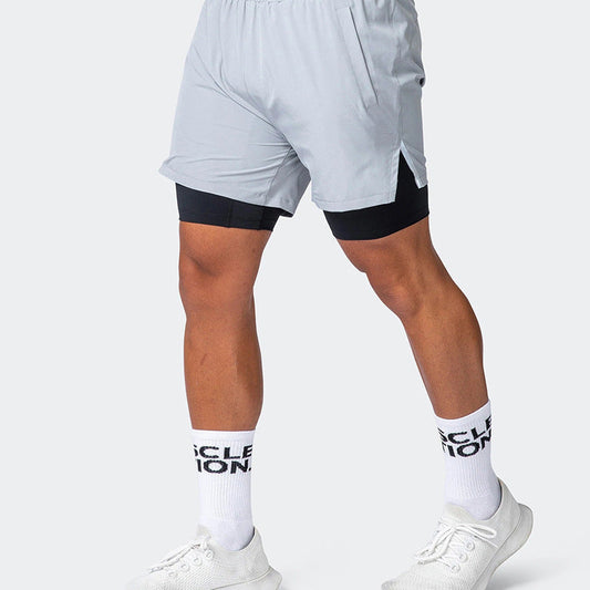 Heren Sportshort – Slanke Pasvorm – Ademend – Stretch Binnenbroek – Dubbele Laag