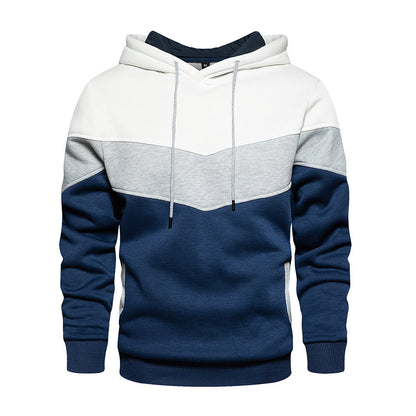 Heren Hoodie – Losse Pasvorm – Katoenmix – Colorblock – Zijzakken – Casual