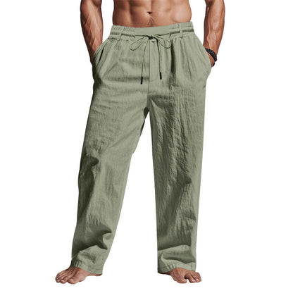 Heren Linnen Broek – Relaxed Fit – Volledige Lengte – Ademend met Trekkoord