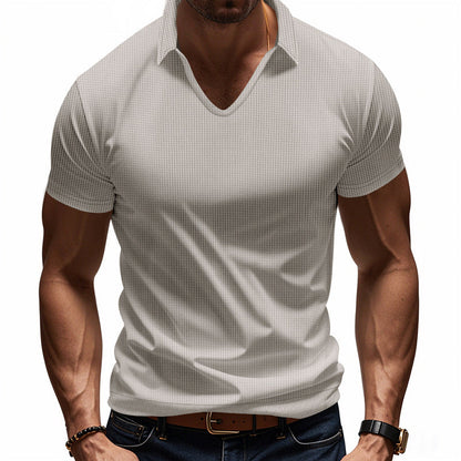 Heren Poloshirt – V-hals – Relaxte Pasvorm – Ademend Katoen – Casual Stijl