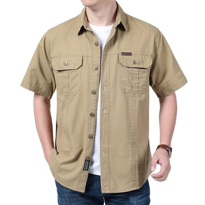 Heren Overhemd Korte Mouw – Relaxed Fit – Katoenmix – Button-Up met Borstzakken