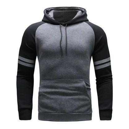 Heren Hoodie Sweatshirt – Regular Fit – Ademend Katoen – Raglan Mouwen – Sportstrepen