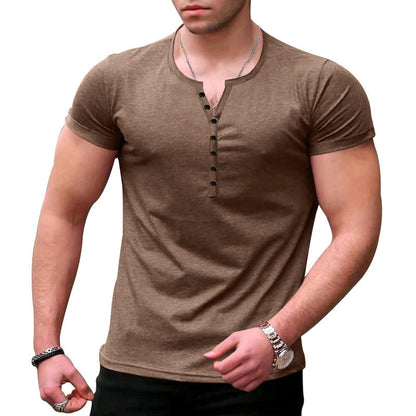 Heren Henley T-shirt – Slim Fit – Zacht Gebreid – Korte Mouw – Casual Stijl