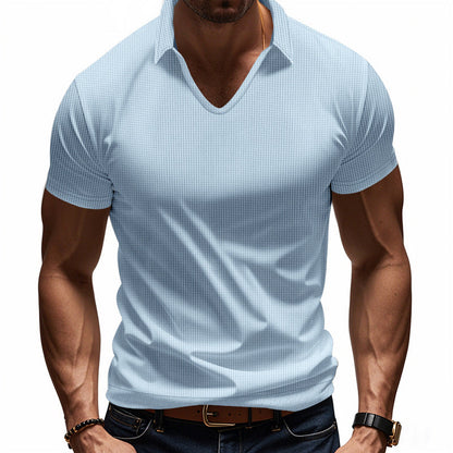 Heren Poloshirt – V-hals – Relaxte Pasvorm – Ademend Katoen – Casual Stijl