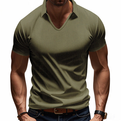 Heren Poloshirt – V-hals – Relaxte Pasvorm – Ademend Katoen – Casual Stijl