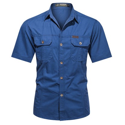 Heren Overhemd Korte Mouw – Relaxed Fit – Katoenmix – Button-Up met Borstzakken