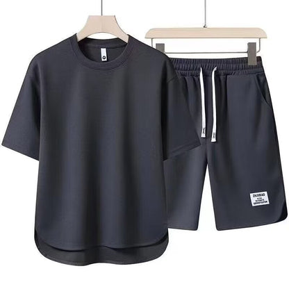 Heren Trainingspak – Relaxte Pasvorm – Ademend – T-Shirt met Korte Mouwen & Korte Broek