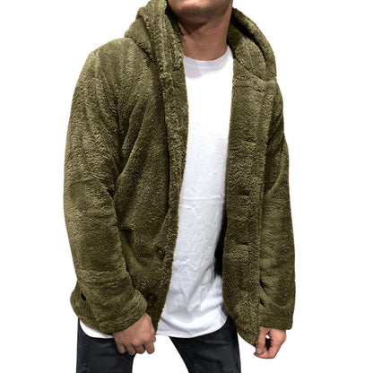 Heren Hooded Jack – Fleece – Relaxte Pasvorm – Knoopsluiting – Casual Laagje