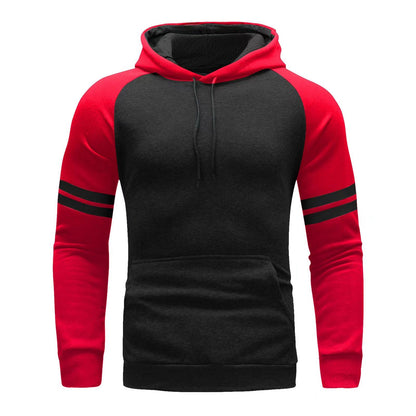 Heren Hoodie Sweatshirt – Regular Fit – Ademend Katoen – Raglan Mouwen – Sportstrepen