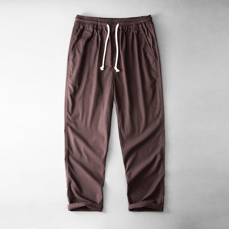 Heren Linnen Broek – Losse Pasvorm – Rechte Pijp – Elastische Taille met Koord