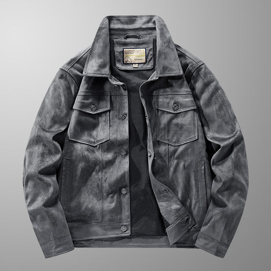 Heren jack – Suède – Slim fit – Knoopsluiting – Borstzakken – Taillelengte