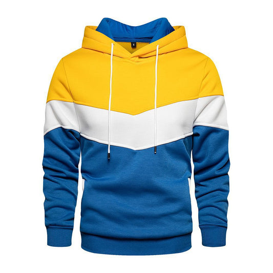 Heren Hoodie – Losse Pasvorm – Katoenmix – Colorblock – Zijzakken – Casual