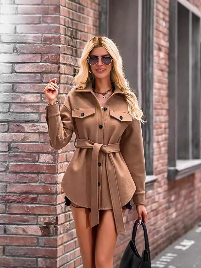 Dames Jas – Wol – Oversized Pasvorm – Lapel Kraag – Knoopsluiting – Borstzak