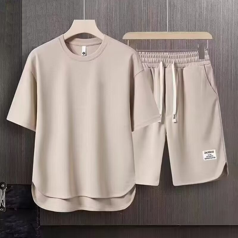 Heren Trainingspak – Relaxte Pasvorm – Ademend – T-Shirt met Korte Mouwen & Korte Broek