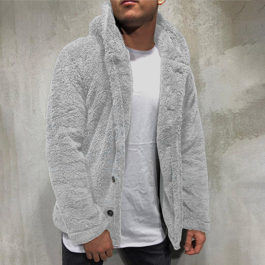 Heren Hooded Jack – Fleece – Relaxte Pasvorm – Knoopsluiting – Casual Laagje